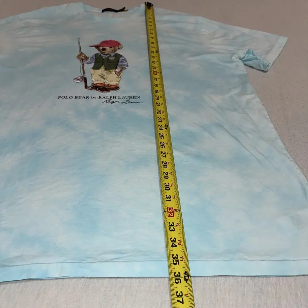 Polo Ralph Lauren Polo Bear T Shirt 3XLT Big Tall Blue Tie Dye Hawaiian Bear New